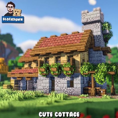 Minecraft builds & designs on Instagram: “A cottage house design in Minecraft!🤩 Comment your opinion about this cottage in Minecraft!👀👀 > 🔨Build by: @blockdown_builds > Follow…” Minecraft Brick, Medieval Cottage, Minecraft Structures, Minecraft House Plans, Bangunan Minecraft, Minecraft Farm, Minecraft Cottage, Minecraft Castle, Cute Minecraft Houses