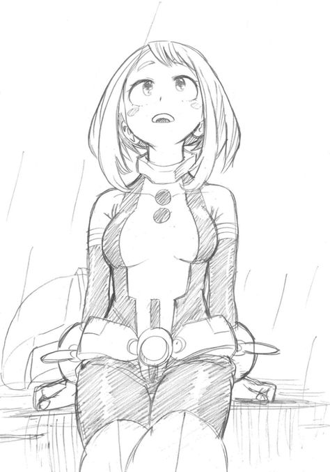 Horikoshi Sketches Uraraka, Anime Drawing Books, Ochako Uraraka, Figure Drawing Reference, Manga Covers, Cute Art Styles, Anime Poses Reference, My Hero Academia Manga, Anime Sketch