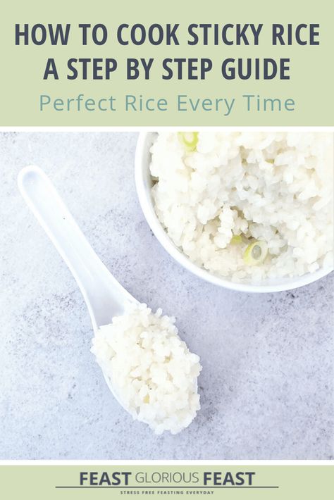 Sticky Rice With Minute Rice, Diy Sticky Rice, Sticky Rice Recipe Stove Top, Sticky Rice On Stove Top, How To Make Sticky Rice In Rice Cooker, How To Cook Sticky Rice, Sticky Rice Stove Top, Japanese Sticky Rice, Chinese Sticky Rice