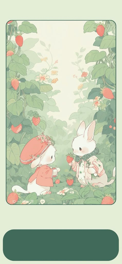 2/2 Homescreen Cute Bunny Art Wallpaper, Kawaii Bunny Aesthetic, Aesthetic Bunny Wallpaper, Cute Homescreen Wallpaper, Bunny Wallpaper Aesthetic, Home And Lock Screen Wallpapers, Home Screen Green, Cute Bunny Wallpaper, Wallpaper Bunny