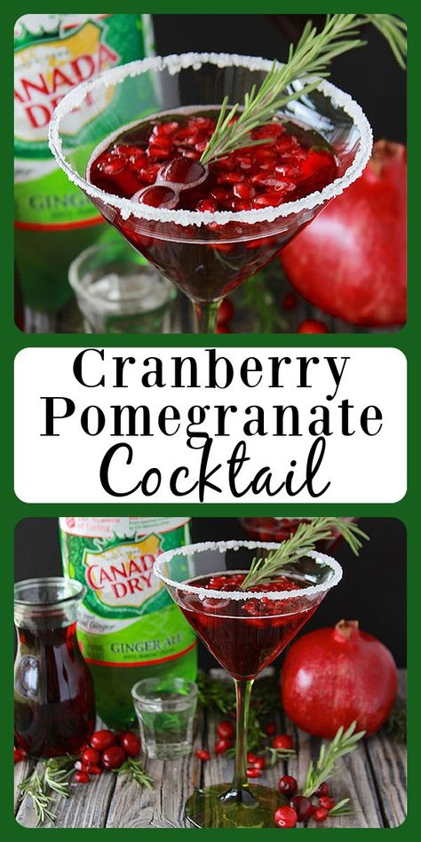 Cocktail Pomegranate, Pomegranate Cocktail Recipes, Ginger Ale Drinks, Ginger Ale Cocktail, Pomegranate Cocktail, Pomegranate Drinks, Cranberry Ginger Ale, Pomegranate Vodka, Holiday Mocktail