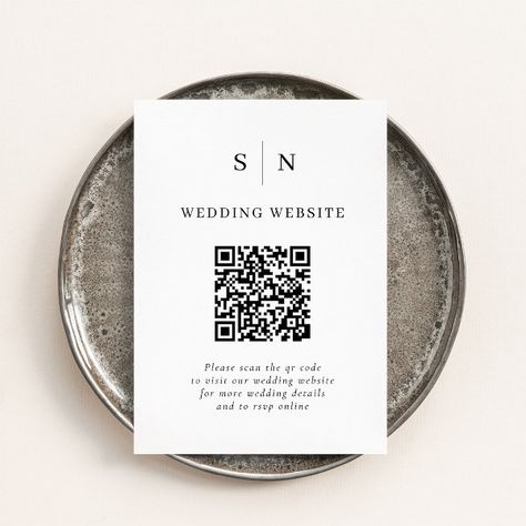 Minimal and Chic | Black and White QR Code Wedding Enclosure Card Modern Elopement, Qr Code Wedding, Wedding Announcement Cards, Budget Wedding Invitations, Black And White Wedding Invitations, White Wedding Invitations, Wedding Enclosure Cards, Minimalist Wedding Invitations, Dinner Invitation