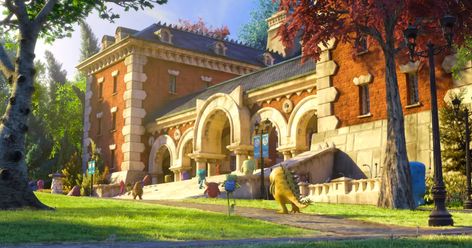 Monster University Concept Art, Pixar Environment, University Concept Art, Pixar Concept Art, James P Sullivan, Anime Places, Animation Storyboard, Paris France Travel, Mike Wazowski