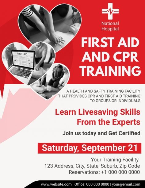 First Aid Poster Design, Cpr Poster, First Aid Poster, Cpr Certification, First Aid Training, Tea Tag, First Aid Course, Cpr Training, Poster Food