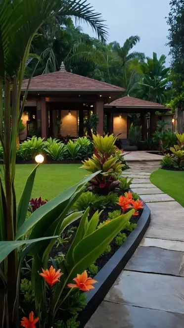 Unlock the Magic: 15 Modern Tropical Backyard Landscaping Ideas - TecArticles Modern Tropical Backyard, Landscaping Around Pool, Tropical Backyard Landscaping, Tropical Backyard, Small Pool Design, Pond Landscaping, Tropical Oasis, Tropical Tree, Ideas For Small Spaces