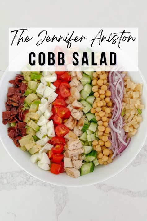 Lean And Green Cobb Salad, Greek Cobb Salad, Friends Salad Recipe, Jen Aniston Salad, Cobb Salad Recipe Dressing, Jennifer Aniston Cobb Salad Recipe, Jennifer Anniston Salad Recipes, The Jennifer Aniston Salad, Jennifer Aniston Friends Salad