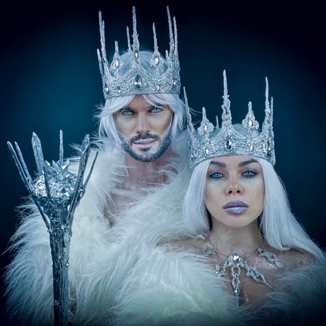 Ice King and Ice Queen Crowns and accessories handmade unique silver Ice Queen Crown, Fire And Ice Costume, Snow Queen Costume, Ice Queen Costume, Fantasy Crown, Fairy Festival, Ice King, Christmas Shoot, Queen Crown