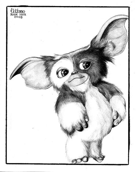 Gizmo by trephinate Gremlin Drawing, Gizmo Drawing, Gizmo Tattoo, Gremlins Art, Cartoon Sketches, Gremlins, Disney Drawings, Pyrography, Movie Art