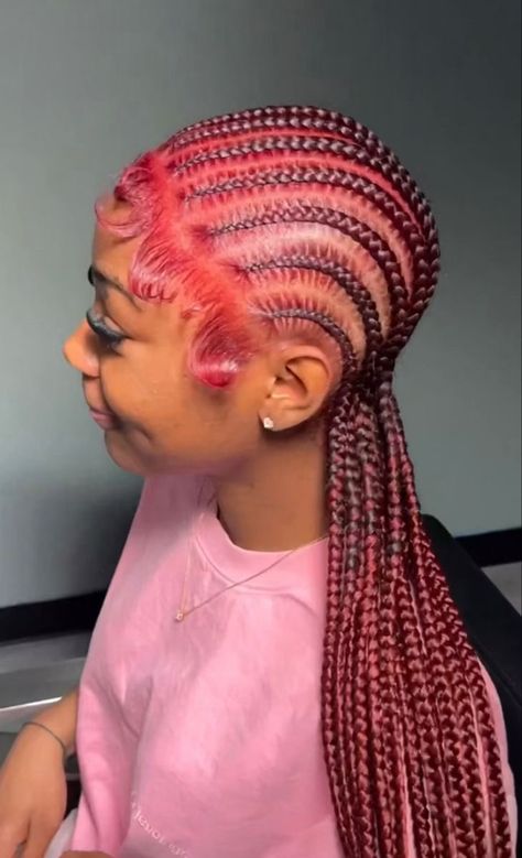 Red Braids, Braided Hairstyles For Black Women Cornrows, Sleek Ponytail Hairstyles, Box Braids Hairstyles For Black Women, Cute Braided Hairstyles, Dyed Hair Inspiration, Braided Cornrow Hairstyles, Cute Box Braids Hairstyles, Quick Braided Hairstyles