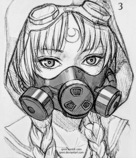 Goggles On Head Drawing, Gas Mask Art Reference, Face Mask Character Design, Gasmask Character Design, Gas Mask Drawing Reference, How To Draw A Mask, Wearing Mask Drawing, Goggles Drawing Reference, Gas Mask Oc