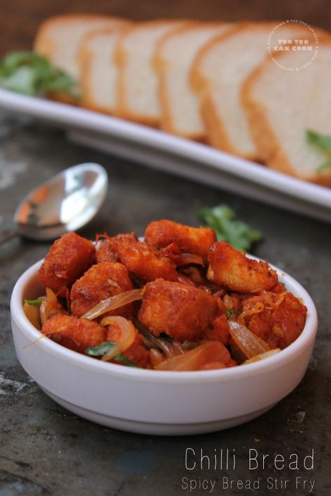 Chilli Bread | Spicy Bread Stir Fry Chilli Bread Recipe, Chilli Bread, Leftover Bread Recipes, Spicy Bread, Best Stir Fry Recipe, Spicy Stir Fry, Veg Appetizers, Snack Quick, Desi Snacks