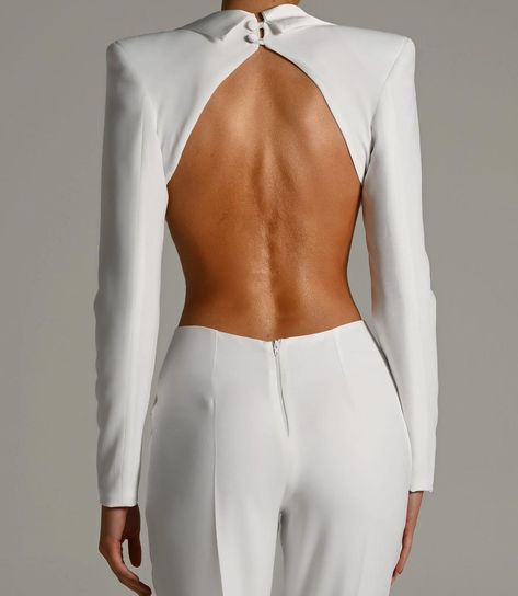 The Dolls House Fashion on Instagram: “NEW IN! The Ruby jumpsuit in Ivory. Use code LOVE20 for 20% off!” Open Back Blazer, Fashion Terminology, House Fashion, Suit Jumpsuit, Lace Blazer, Bon Ton, Casual Suit, Bridal Couture, Looks Style