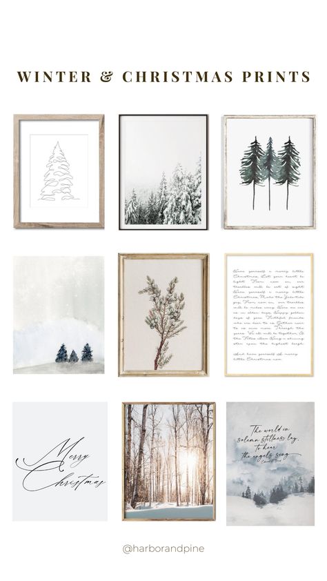 Free Download Printables Wall Art Winter, Farmhouse Christmas Pictures, Winter Scene Printables Free, Farmhouse Christmas Art, Christmas Print Art, Christmas Art Decor, Printable Winter Art, Winter Prints Art, Christmas Art Printable