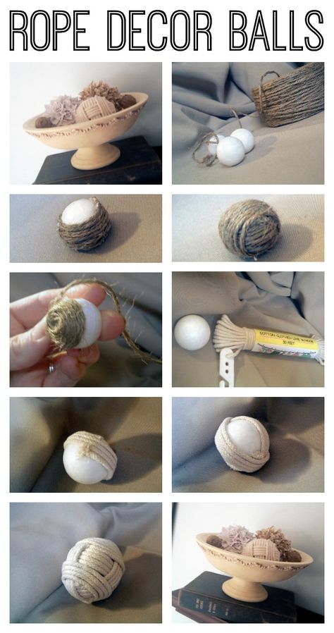 See how to make home decor balls with rope and twine with these simple step by step instructions! Rope Balls Diy, How To Make Decorative Balls, Decorative Balls Diy, Crafts With Twine, Decorative Balls, Decor Balls, Diy Decorative Balls, Twine Balls Diy, Decor Balls In Bowl