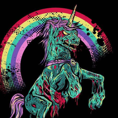 ZOMBIE UNICORN! Needlz Threadz Scary Unicorn, T-rex Art, Evil Unicorn, Zombie Unicorn, Zombie Drawings, Zombie Wallpaper, Unicorn Tattoo, Unicorn Artwork, Unicorn Tattoos