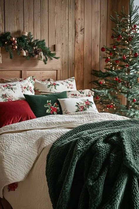 7 Christmas Bedroom Decor Ideas You Can’t Miss! Christmas Bedroom Aesthetic, Christmas Bedroom Decor Ideas, Festive Bedding, Winter Bedroom Decor, Christmas Bedroom Decor, Winter Bedroom, Christmas Scented Candles, Artificial Christmas Wreaths, Cosy Room