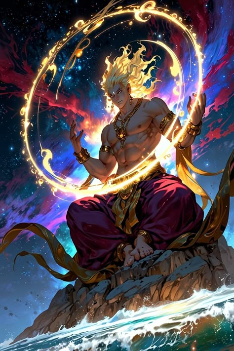 God Of Magic Fantasy Art, Fantasy God Concept Art, Fantasy Gods Art, God Of Magic, Fantasy Gods, God Of Life, Cosmic God, God Of Time, Deities Art