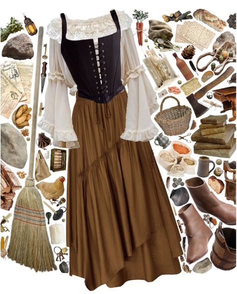 Farmer Style Outfits, Fantasy Inspired Outfits Casual, Farmer Outfit Women, Farm Outfit Aesthetic, Corporate Cottagecore, Medieval Farmer, Peasant Core, Hobbit Fashion, Earthy Cottagecore