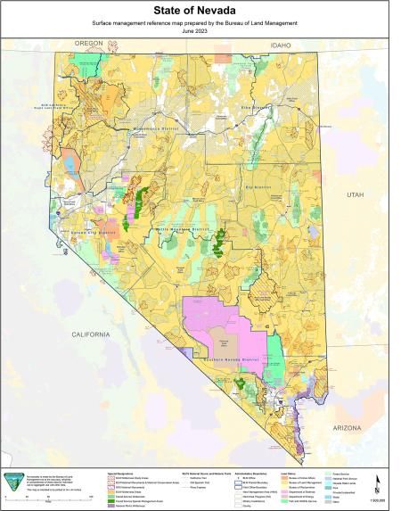 Nevada Surface Management Reference Map | Bureau of Land Management Organization Chart, Nevada State, Idaho State, Bureau Of Land Management, Story Map, Land Management, Rock Hounding, State Government, Us Map