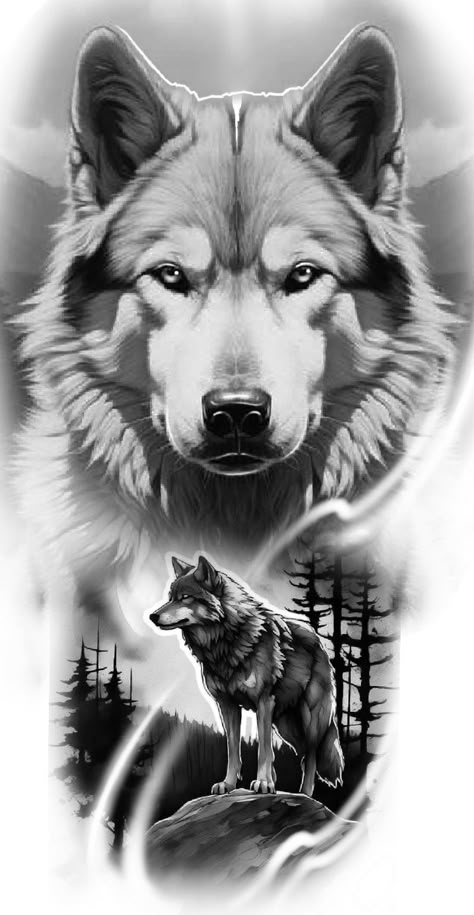 Realistic Wolf Tattoo Design, Realistic Wolf Tattoo, Pablo Tattoo, Wolf Pack Tattoo, Realistic Wolf, Arm Tattoos Drawing, Tattoo Family, Tattoos Drawing, Cute Tattoo Ideas