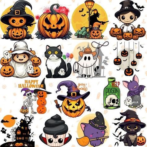 Halloween Clip Art Free, Free Halloween Clip Art, Ghosts Stickers, Bat Clip Art, Halloween Clipart Free, Fireworks Clipart, Cute Halloween Clipart, Fun Halloween Decorations, Cricket Designs