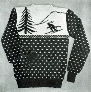 Man's Sweater | No. 33 | Size 38-40 | Free Knitting Patterns Christmas Tree Knitting Pattern, Christmas Tree Sweater, Crochet Wearables, Knitting Patterns Free Sweater, Reindeer Sweater, Tree Sweater, Knit Men, Vintage Knitting Patterns, Knitting Books