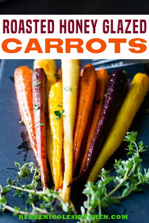 Honey Glazed Carrots Recipe, Honey Glazed Roasted Carrots, Carrots With Honey, Heirloom Carrots, Glazed Carrots Recipe, Veggie Side Dish Recipes, Flavorful Shrimp, Honey Glazed Carrots, Honey Roasted Carrots