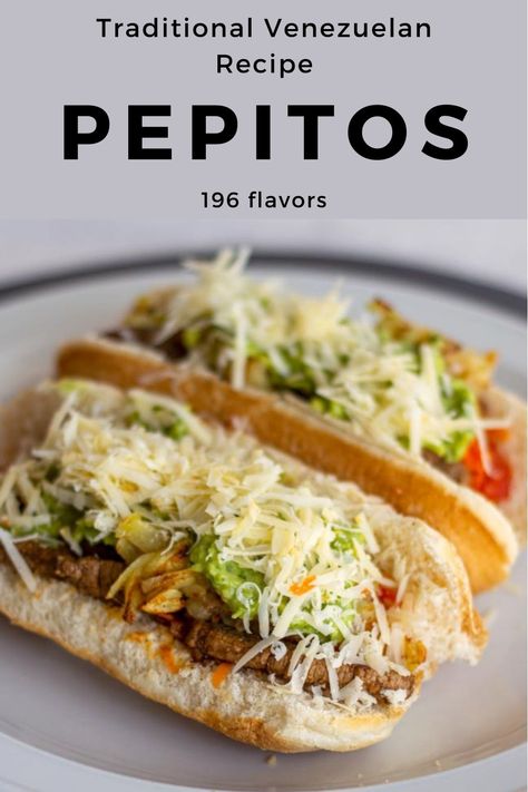 The pepito is the favorite sandwich of Venezuelan street food made with beef (or chicken) and toppings soaked in sauces. #Venezuela #VenezuelanCuisine #LatinAmerica #LatinAmericanCuisine #WorldCuisine #196flavors Latin Street Food, Carne Mechada Venezuela Recipe, Venezuela Recipes, Venezuelan Recipes, Fried Pork Tenderloin, Hot Snacks, Venezuelan Food, Latin American Recipes, Latin Recipes