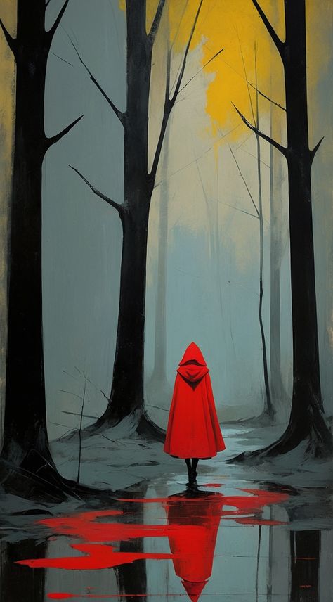 Red Riding Hood Photography, Little Red Riding Hood Art, Red Riding Hood Art, Forest Background, Digital Art Gallery, Stylish Art, Red Hood, Art Practice, Little Red Riding Hood