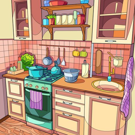 Kitchen Animation, Joy Painting, Animated Pictures, Number Art, Country Scenes, Drawings Simple, Backstreet Boys, Dreamy Art, Painting Art Projects