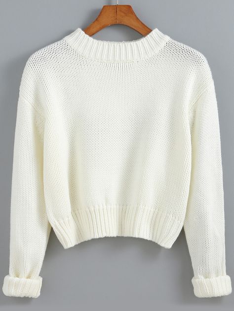 White Cotton Sweater, Crop Knit Sweater, White Knitted Sweater, Cropped Sweaters, Cropped Knit Sweater, White Knit Sweater, Sweater Knitting Patterns, Beautiful Knitting, Sweaters Online