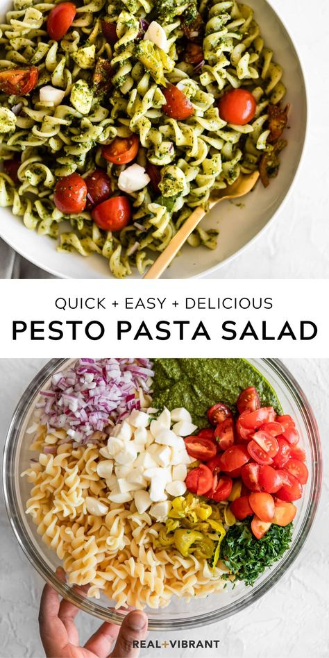 Resep Pasta, Cold Pasta Salad Recipes, Fermented Veggies, Plats Healthy, Resep Salad, Pesto Pasta Salad, Easy Pasta Salad Recipe, Cooked Pasta, Salad Pasta