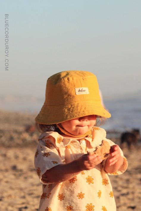 yellow sun hat on toddler at beach Bucket Hat Photoshoot, Newborn Sun Hat, Yellow Bucket Hat, Thoughtful Baby Gifts, Baby Summer Hat, Bucket Hat Outfit, Toddler Sun Hat, Girls Sun Hat, Toddler Beach