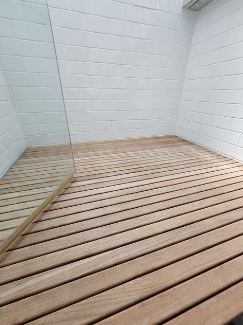 Feeling those zen vibes with this teak bathroom floor. Nature brings tranquility indoors. Teak is the perfect mix of warmth and elegance. ⁠ ⁠ #ProfoundConstruction #UES #HighEndResidential #HomeDesign #BathroomDesign⁠ #BathroomRenovation #TeakBathroom #LuxuryBathroom ⁠ Teak Floor Bathroom, Teak Shower Floor, Teak Floor, Zen Vibes, Teak Bathroom, Teak Flooring, Luxury Bathrooms, Round House, Bathroom Floor