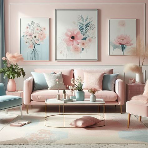 Break the Norm: Why Not Powder Pink for Your Living Room? 💕🌸 Will You Dare? 🌸 Infuse your living space with the unexpected allure of powder pink. Pink Sofa Decor, Wall Paint Colours, Modern Chic Living Room, Hygge Living Room, Best Wall Paint, Sofa Drawing, Playroom Makeover, Timeless Sofa, Hygge Living