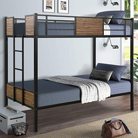 Black Bunk Beds, Modern Style Bed, Metal Bunk Bed, Steel Bed Frame, Bunk Bed Designs, Bunk Bed With Trundle, Steel Bed, Metal Bunk Beds, Full Bunk Beds