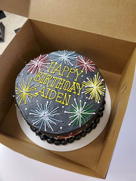 Fireworks Birthday Cake, Fireworks Cake Design, Firework Cake Ideas, Firework Cake Designs, Pastel Fireworks, Birthday Cake With Firework Candle, Firework Cake, Firecracker Cake, Fireworks Birthday