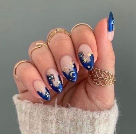 Nails With Gel, Evil Eye Nails, Witch Nails, Unghie Nail Art, Witchy Nails, Super Cute Nails, Beauty Nails Design, Gold Nail, Minimal Nails