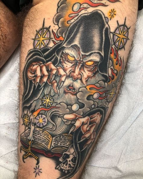 Wicked Witch Of The West Tattoo, Wizard Drawings, Big Tattoos, Wizard Tattoo, Castle Tattoo, Medieval Tattoo, Wicked Witch Of The West, Fantasy Tattoos, Tattoos Gallery