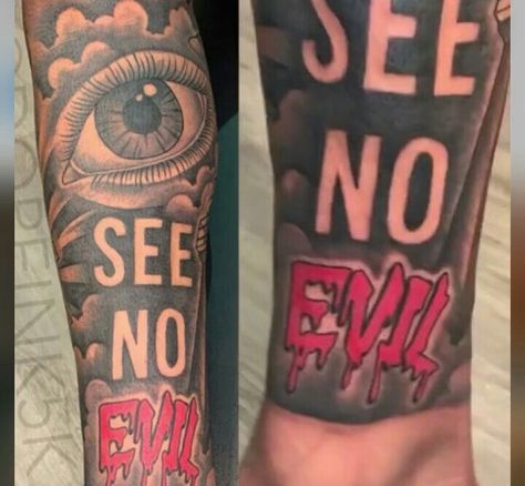 4kt Tattoo, Men's Forearm Tattoos, Tato Joker, Fire Tattoos, Herren Hand Tattoos, Forearm Tattoo Quotes, Half Sleeve Tattoos Forearm, Fear No Evil, Half Sleeve Tattoos Drawings