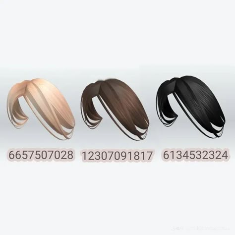 Bloxburg Hair Codes, Brown Hair Roblox Id, Brown Hair Id, Brown Hair Bangs, Brunette Bangs, Brown Hair Roblox, Blocksburg Outfit Codes￼, Pelo Cafe, Preppy Decal