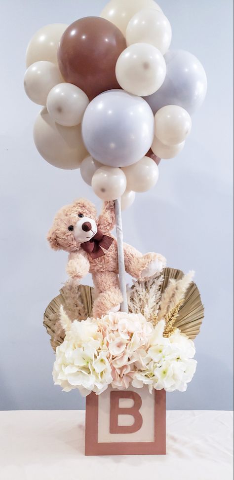 Teddy Bear Baby Shower Centerpiece, Teddy Bear Baby Shower Decorations, Baby Shower Teddy Bear, Baby Shower Center, Teddy Bear Baby Shower Theme, Baby Shower Neutral, Bear Baby Shower Cake, Baby Shower Girl Diy, Baby Shower Table Centerpieces