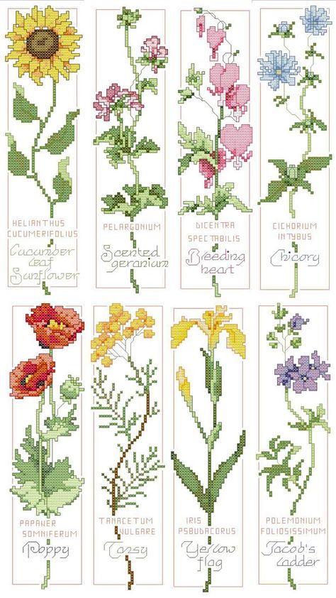 Flowers Bookmarks, Book Marker, Stitch Flowers, Flower Bookmark, Pola Kristik, Pola Sulam, Cross Stitch Patterns Flowers, Cross Stitch Bookmarks, Stitch Book