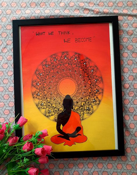 Buddha Mandala, Buddha Canvas, Buddha Artwork, Buddha Painting, 3d Craft, Acrylic Painting Tutorials, Painting On Paper, Mandala Painting, Painting Tutorial