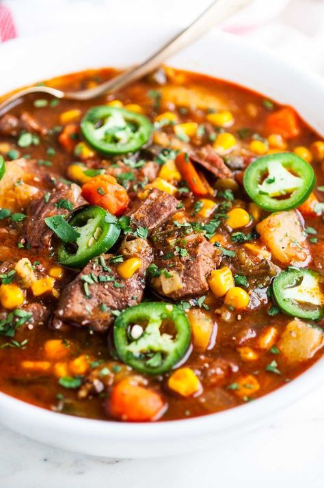 Instant Pot Spicy Beef Stew (just 45 minutes!) - Aberdeen's Kitchen Spicy Beef Stew, Beef Stew Meat Recipes, Spicy Stew, Curry Stew, Stew Meat Recipes, Pot Beef Stew, Beef Stew Meat, Spicy Beef, Stew Meat