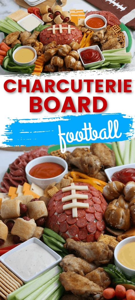 Game Day Tailgating Charcuterie Board. This Game Day Tailgating Charcuterie Board is the perfect edition to every football game, whether you are tailgating at the stadium, or in your own home. #footballfood #tailgatingfood #gamedayfood Chiefs Charcuterie Board, Game Day Table Decor, Basketball Charcuterie Board, Fsu Charcuterie Board, Charcuterie Board For Football Game, Bengals Charcuterie Board, Football Season Charcuterie Board, Football Theme Charcuterie Board, Tennessee Football Charcuterie Board