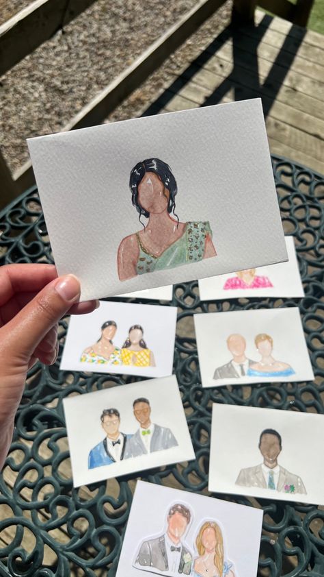 Unique creative artistic wedding idea, Watercolor Wedding Favors, Wedding Guest Portrait Painting, Watercolor Guest Portraits, Live Guest Painting Wedding, Guest Portrait Wedding, Wedding Artist Painting, Wedding Guest Portrait, Live Wedding Guest Portraits, Wedding Guest Portraits