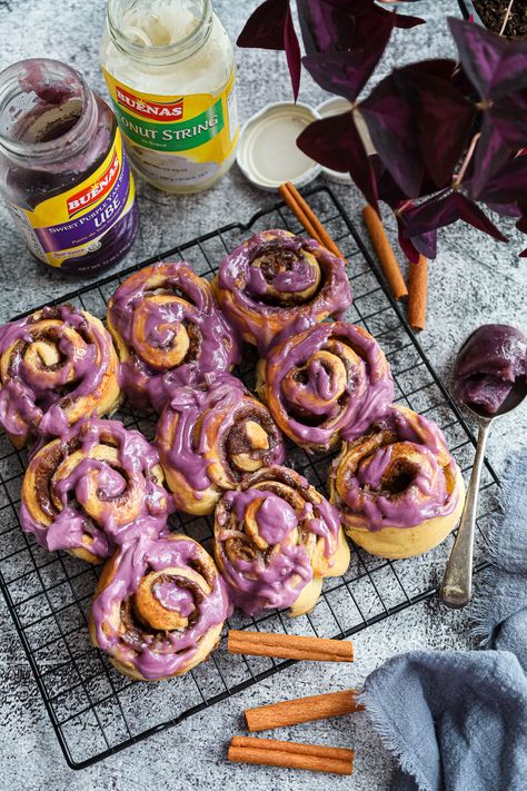 Ube Cinnamon Rolls - Ang Sarap Ube Jam, Ube Ice Cream, Ube Recipes, Best Cinnamon Rolls, Cream Cheese Eggs, Dough Ingredients, Sticky Buns, Cinnamon Rolls Recipe, Cinnamon Roll