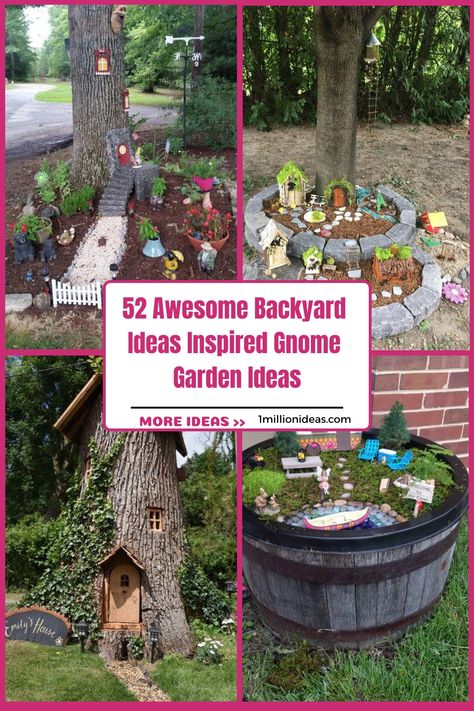 Are you looking to spruce up your yard with some unique and whimsical ideas? Look no further than gnome garden ideas! These… Nome Gardens Ideas, Outdoor Fairy Garden Ideas Landscaping, Knomes Garden Diy, Garden Gnomes Ideas, Awesome Backyard Ideas, Gnome Garden Ideas, Garden Gnomes Diy, Backyard Decorations, Yard Gnomes