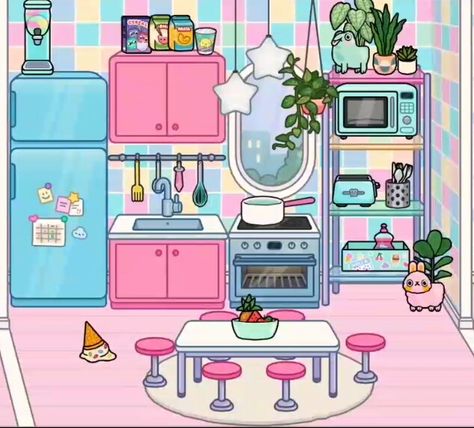 Toca life world | colorful 🌈 and cute kitchen | ideas Cute Kitchen Ideas, Toca Boca Room Ideas, Toca Boca Room, Rainbow Kitchen, Toca Life World, Rainbow House, Free House Design, Adorable Homes Game, Create Your Own World